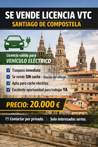Se vende licencia VTC en Santiago de Compostela