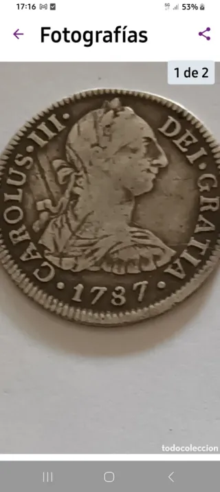 CARLOS III 2 REALES DE  PLATA  1787 MÉXICO