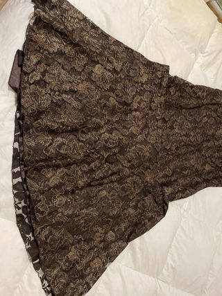 Vestido largo encaje marrón y dorado T.48/50