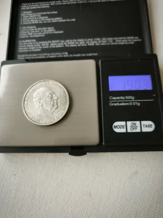 Moneda 100 Pts. Plata Franco 1966 estrella 19-67