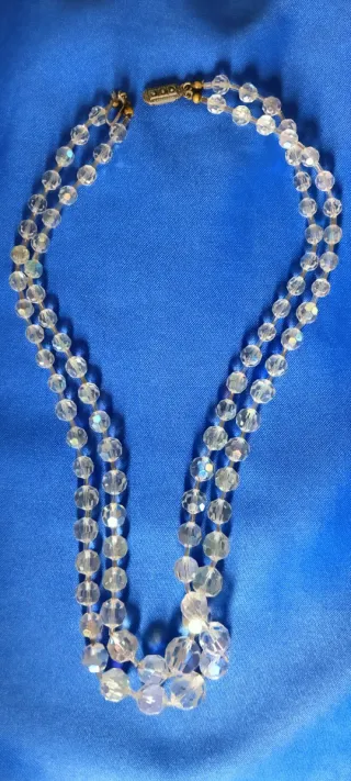 Collar de cristal de roca vintage ,doble vuelta