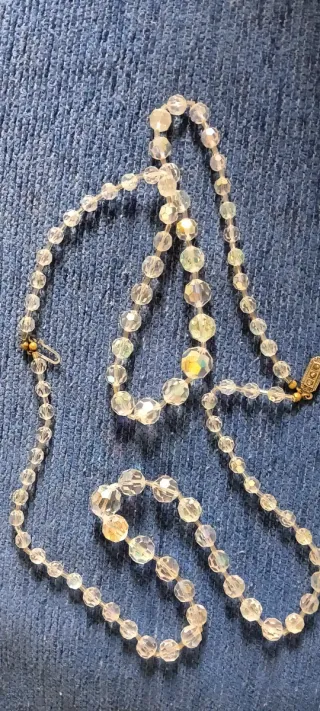 Collar de cristal de roca vintage ,doble vuelta