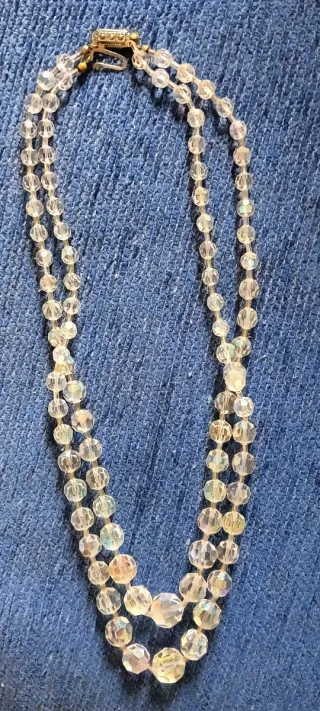 Collar de cristal de roca vintage ,doble vuelta