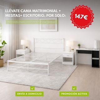 Cama Matrimonial + 2 Mesitas + Escritorio OFERTA!