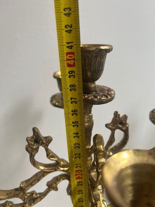 Pareja candelabros antiguos bronce macizo querubin