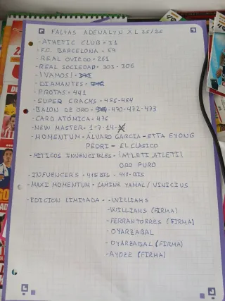 Cromos Adrenalyn XL 25/26 Cambios