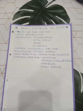 Cromos Adrenalyn XL 25/26 Cambios