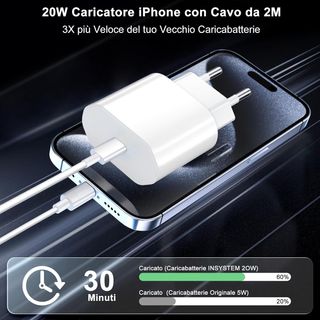 Caricabatterie iPhone con cavo 2M