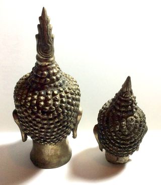 BUDA,Pareja Cabezas Buda Metal Oriental