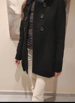 Abrigo negro 80% lana