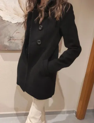Abrigo negro 80% lana