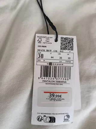 Pantalón mango hombre t38