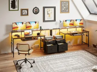 Coleshome Escritorio Gaming con LED, 140x48cm