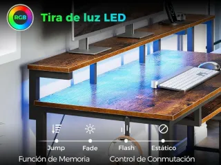 Coleshome Escritorio Gaming con LED, 140x48cm