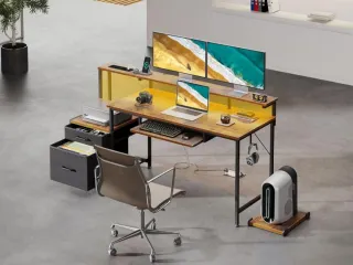 Coleshome Escritorio Gaming con LED, 140x48cm