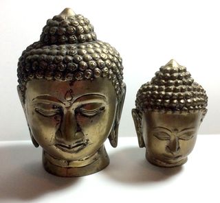 BUDA,Pareja Cabezas Buda Metal