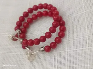 Orecchini in corallo dì bambù e argento 925