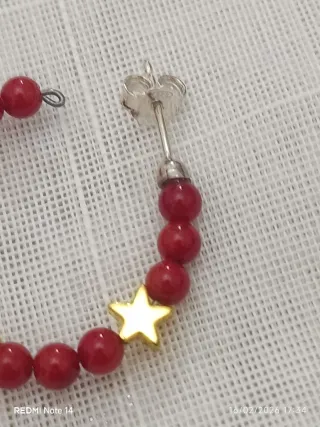 Orecchini Corallo Bambù Stelle Dorate