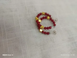 Orecchini Corallo Bambù Stelle Dorate