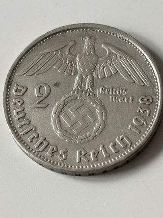 Moneda plata Alemana de 2 marcos 1938 B