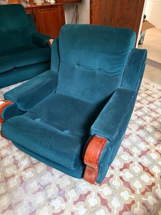 Tresillo Vintage Terciopelo Verde Noche