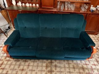 Tresillo Vintage Terciopelo Verde Noche