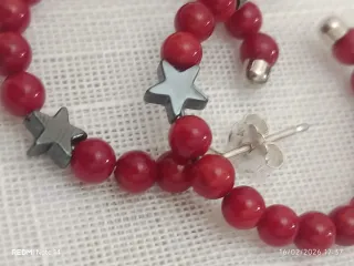 Orecchini in corallo bambù e montatura argento 925