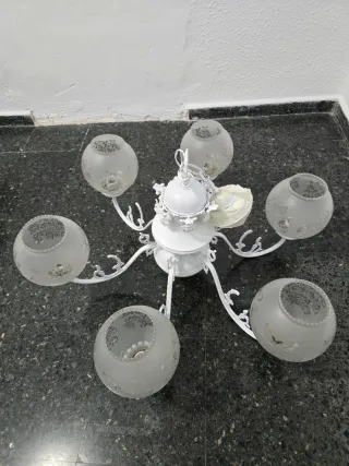 Lámpara, araña, lacada, 6 brazos