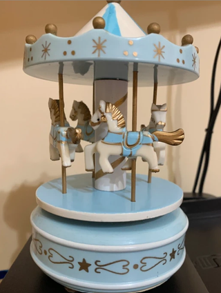 Carillon giostra cavalli vintage azzurro e oro