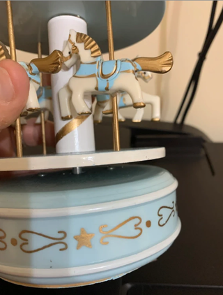 Carillon giostra cavalli vintage azzurro e oro