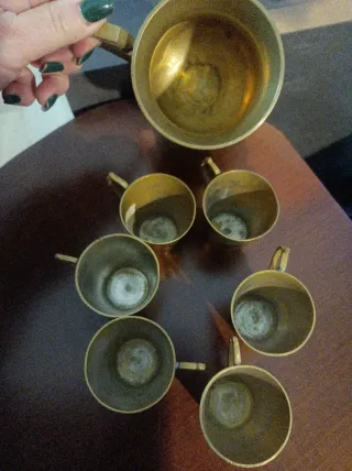 Servizio da caffè vintage in ottone