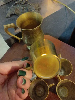 Servizio da caffè vintage in ottone