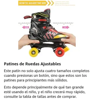 Patines infantiles negros y rojos