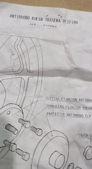 Antirrobo para rueda trasera Vespino