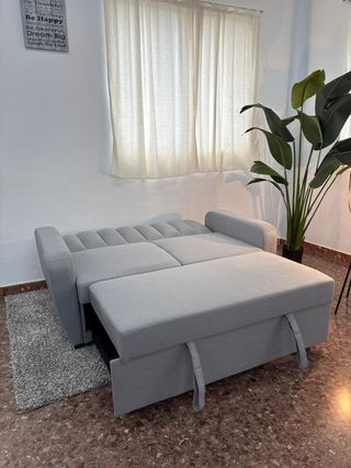 Sofa cam gris tela- Envio gratis