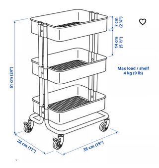 Carro metálico de 3 estantes