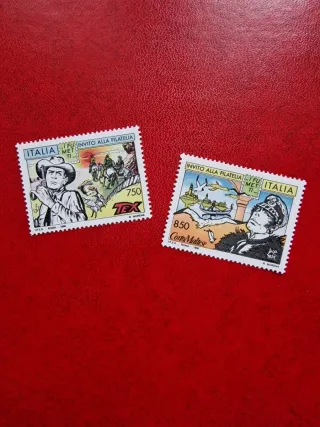 Set 2 Francobolli Italia Tex Corto Maltese