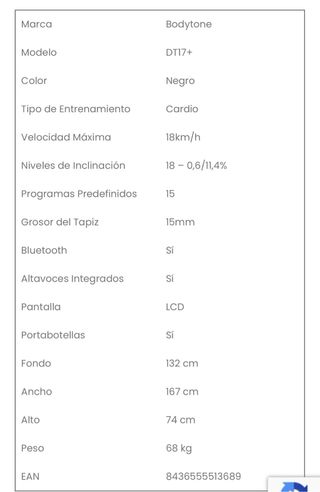 Cinta de correr Bodytone DT17+