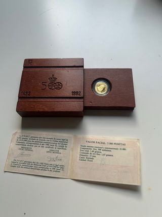 Moneda de oro 999,9 5000 pesetas 1990