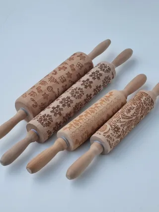 Mattarello Decorativo Natale Legno