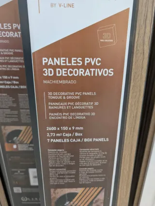 Revestimiento de pared 3D palilleria .Paneles PVC