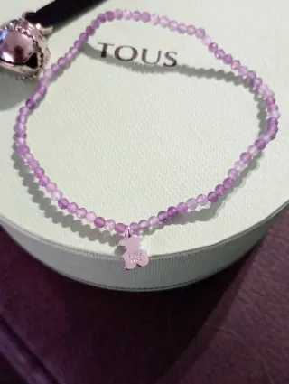 Pulsera Amatistas Elástica Plata