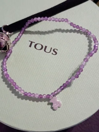 Pulsera Amatistas Elástica Plata