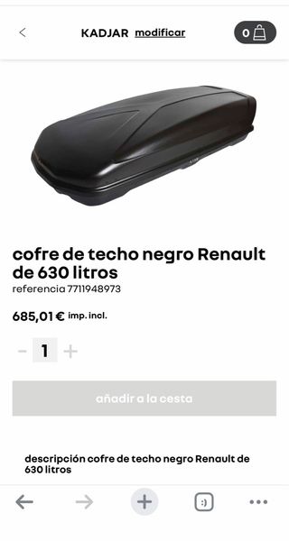 Cofre de techo negro Renault 630L