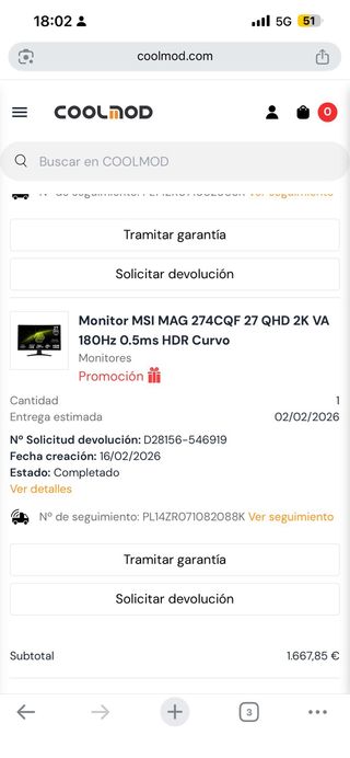 Monitor Curvo MSI 27' 180Hz WQHD HDR