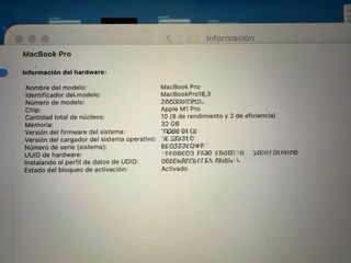 MacBook Pro M1  10 nucleos 32 Gb 512 Gb