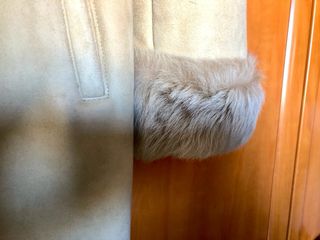 Abrigo Passerella de piel y pelo beige auténtico