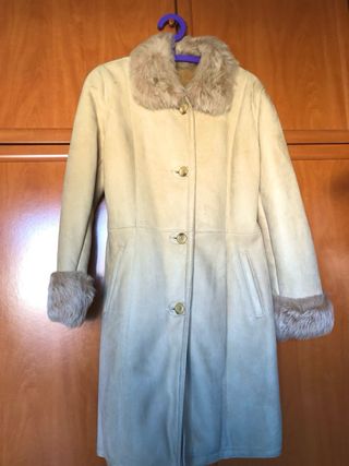 Abrigo Passerella de piel y pelo beige auténtico