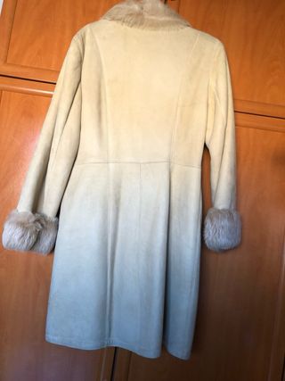 Abrigo Passerella de piel y pelo beige auténtico