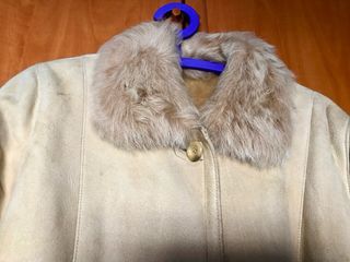 Abrigo Passerella de piel y pelo beige auténtico